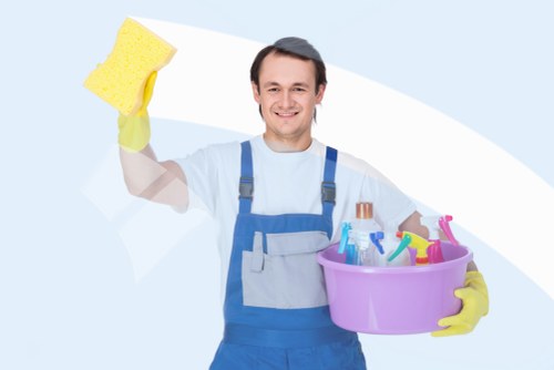 Local house cleaning team preparing a spotless bathroom in Shepherdsbush
