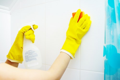 Local carpet cleaner treating high-traffic carpet in Shepherdsbush property