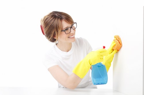 Professional cleaners maintaining retail premises in Shepherds Bush